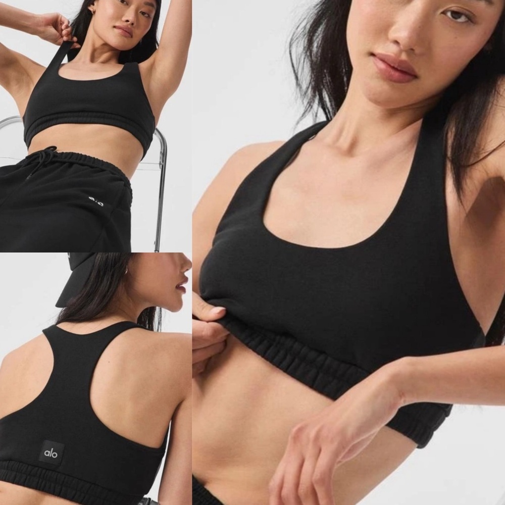 Alo Yoga Accolade Sweatshirt Black Sports Bra - S